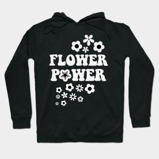 Black n White Flower Power Seamless Pattern Graphic Print Hoodie